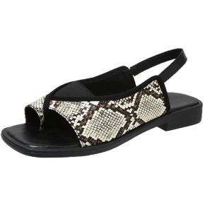 [Free Shipping] Plus-Size WomenS New Style Flat Sandals With A Square Toe Casual Design And Elastic Back Straps Resembling Roman Sandals