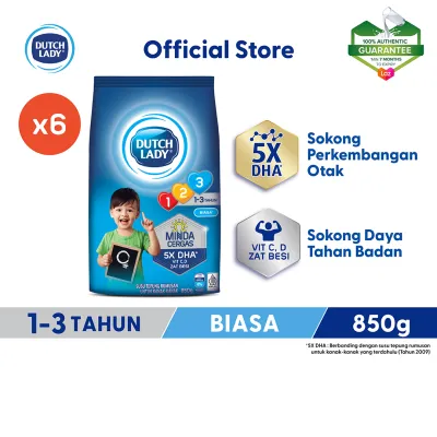 Dutch Lady 123 Biasa 850g x6