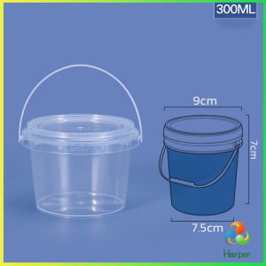 Harper ถังน้ำแข็งพลาสติก 300ml 500ml 1000ml กระปุกเก็บอาหารมีฝาโปร่งใส Clear Plastic Bucket