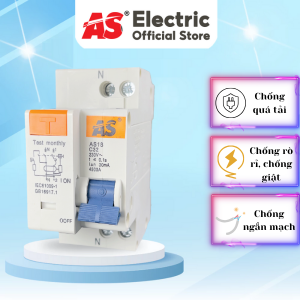 Cầu Dao Chống Rò Chống Giật RCBO AS18 Từ 16-63A- Tự Động Ngắt Khi Có Dòng Điện Rò