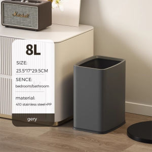 8L/15L  Open top stainless steel trash cansamll bathroom garbage candouble layers metal trash bin for bathroombedroomliving roomhotel