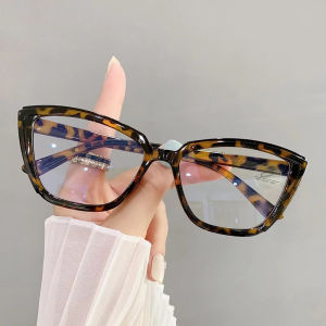 Teybren Large Frame Anti Blue Light Glasses Fashionable Simple Glasses Cat Eye Optical Glasses Women