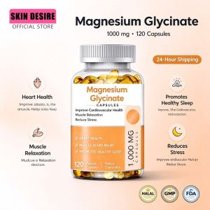 in stock Magnesium Glycinate 1000mg – Heart Muscle Sleep & Stress Support – with B6 & D3 – 120 Caps