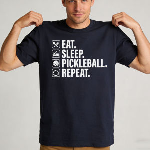 [Local Stock] HBESTY  Eat Sleep Pickleball Repeat  Tee Hobby Routine Men Top Sports Lifestyle T-Shirt Hardcore Player Shirt Funny Clothes