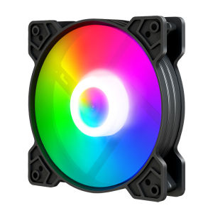 aigo 120mm Single 4pin ARGB Chroma LED 120mm Sound off PC Case Fan White Black