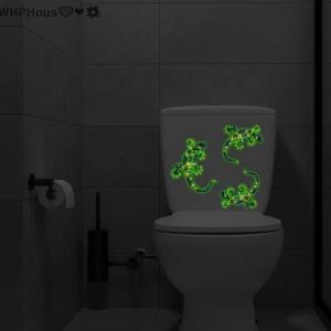 WP💓💛💖 Glow in the Dark Gecko Stickers Waterproof Fluorescent Decals for Glass Washbasins Toilet Water Sink Home Bathroom Decoration