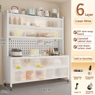 Kitchen sideboard Kitchen cabinet Storage Rack Kitchen Rack with door with wheels large capacity