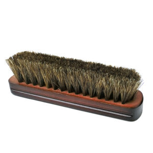 6.6 Inch Horsehair Shoe Brush Long Wood Handle Shoe Shine Brush For Boots Shoes Other Leather Care