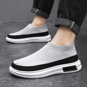 MenS Casual Sports Shoes Mesh Breathable Flats Rubber Thick Soft Sole Black Lightweight Mens Slip On Sneakers