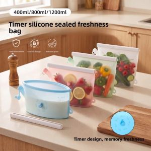 XIJIBAN Reusable Food Preservation Bag Moisture-proof Silicone Refrigerator Food Storage Bag Useful Zip-Lock Design Food Packaging Bag for Kitchen