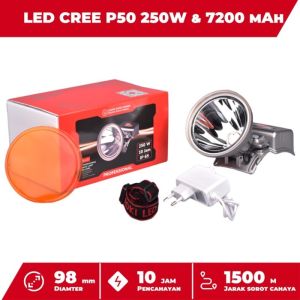 Senter Kepala 250W Aoki LED Super Terang AK-H250 Cahaya Putih Kuning Professional Headlamp