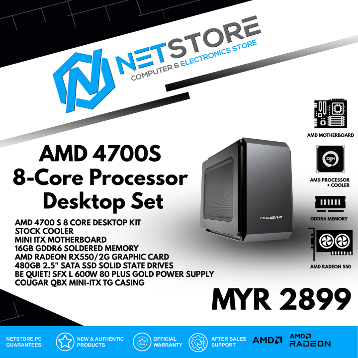 NETSTORE AMD 4700 S CORE MINI ITX DESKTOP AMD 4700S 16GB
