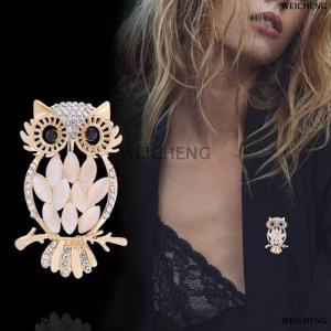 [COD] WEICHENG Retro Fashion Cat Eye Stone Owl Brooch For Women Clothing Coat Accessories Gifts
