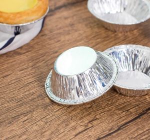 100PCS / 1 SET Disposable Round Egg Tart Mold Tinfoil Egg Tart Tray Aluminum Foil Portuguese Egg Tart Tray 100 Custard Tart Cupcake Molds