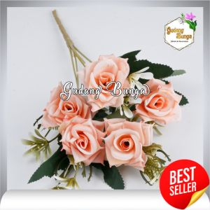 ROSE SEGI CABANG 5 ARTIFICIAL BUKET PESTA RUMAH ARTIFISIAL MAWAR PREMIUM SENTUH IMPORT DEKORASI ASLI BERKUALITAS CHRYSAN MEJA ROSE SUTRA