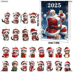[COD] ZNPNXN Kitten Advent Calendar 2025 2D Acrylic Cat Pendant Christmas Tree Decor 24 Days Christmas Countdown Calendar Gift For Cat Lovers