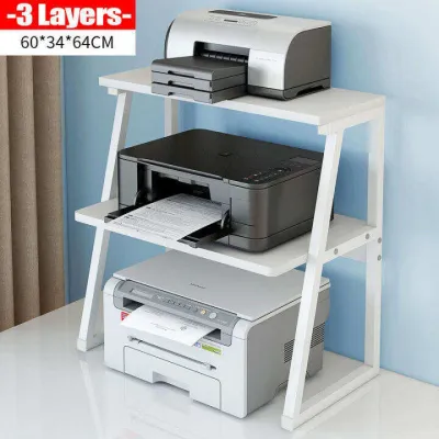 3 Tier Printer Stand Rack Organizer Movable Side Table Bedside Table With Wheels Printer Stand With Drawer Wooden Desktop Storage Rack Multi-Purpose For Home Office Kitchen Coffee Bar
