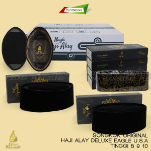 Peci Kopiah Songkok Premium Hitam HAJI ALAY DELUXE Polos AC dan NON AC Kopiah Beludru Eagle USA Tinggi 8 9 10 Ukuran Standar Anak Laki Laki dan Jumbo Cowo Pria Bapak Dewasa Nomor 2-12