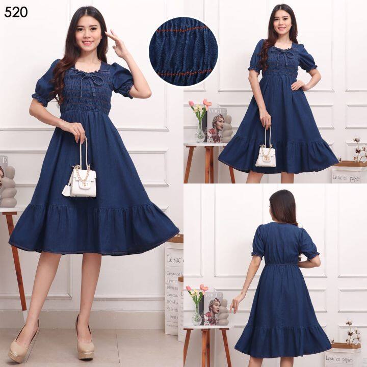 Dress clearance denim wanita