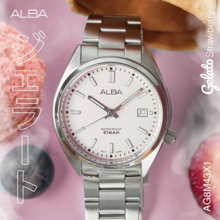 Jam Tangan Alba Unisex Gelato AG8M43 Quartz AG8M43X1 Pink 36 mm