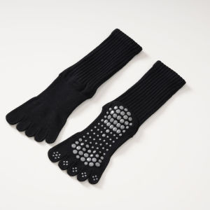 ถุงเท้าฝึกซ้อมถุงเท้าแยกนิ้วเท้าฟิตเนสถุงเท้าโยคะและพิลาทิสกันลื่นระบายอากาศผ้าฝ้ายสีทึบ