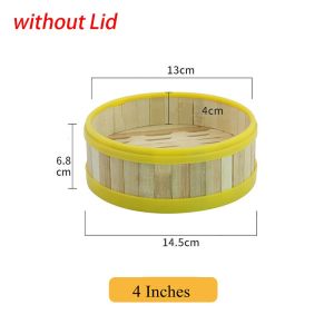 GOUPDO 1Pcs 3.5-8 inch Bamboo Steamer Handmade With Lid Dumpling Steamer Durable Multi-function Steamer Basket Chinese Food Making