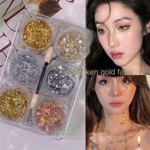 DIVATEN 6Pcs/Set Heart Star Moon Sequins Eye Glitter Gel Face Hair Sparkly Colorful Body Nail Glitter Gel Cute Festival Glitter Sequin Gel Cream Face Body Decorations