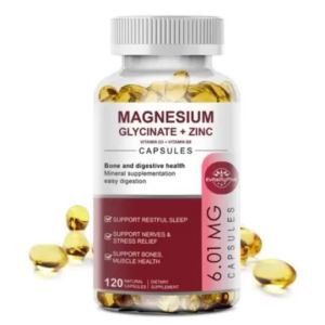 Magnesium Glycinate Capsules with Zinc Vitamin D3 &B6 - Promotes nerve bowel function