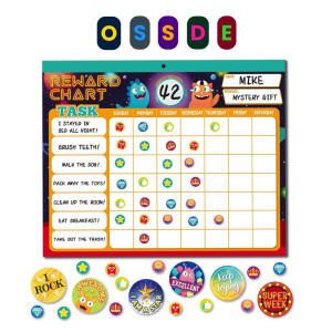 OSSDE Behaviour Kids Reward Chart With Magnet Stripe & 26 Chore 2280+48 Stickers Responsibility