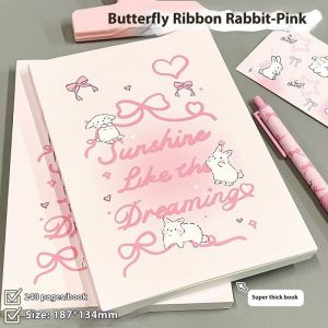 KS สมุดบันทึกประจำวันโบว์กระต่ายน่ารักสำหรับเด็กผู้หญิงสมุดโน้ต A5หนาดีไซน์ชวนฝัน