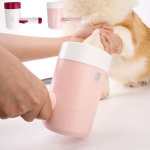 FMSRZX Automatic Pet Foot Washing Cup Press Button Soft Silicone Dog Feet Washer Feet Wash Cleaner One Click Dog Paw Cleaner Cup for Cat and Dog