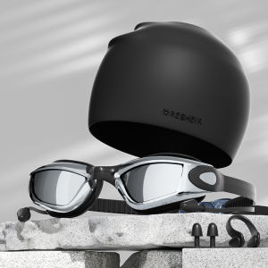 4-in-1 Adult Swimming Goggles Set HD Anti-Fog Waterproof Swim Glasses with Swimming Cap and Ear Plugs⚡PH deliveryIn stock⚡