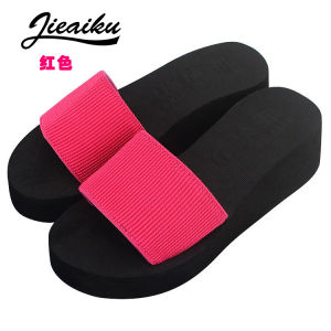 Free Shipping New Summer Styles For Women: Solid-Color High-Heeled Beach Sandals With Thick Soles Perfect For Both Indoor And Outdoor Wear