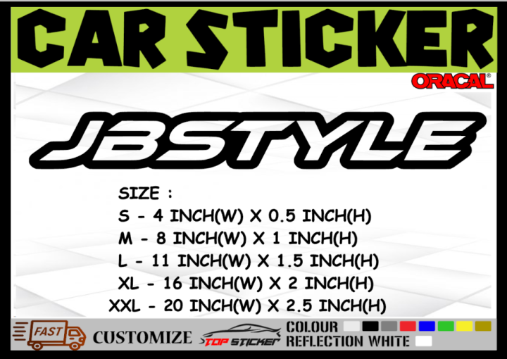 JB STYLE VINYL CAR STICKERS KERETA STICKER JBSTYLE | Lazada