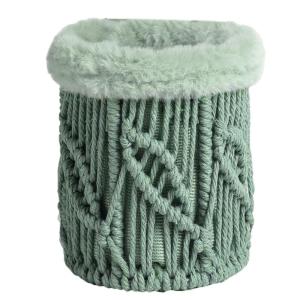 ที่วางแว่นตาปากกาทำจากผ้าแบบพกพาพร้อมเชือกคอตตอนกล่องดินสอตาข่ายตั้งโต๊ะสไตล์ Macrames ใช้งานง่าย