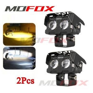 MOFOX B2 Laser Gun Mini Driving Light 40W MDL Dual Color High/Low Beam Motorcycle LED Lights Spotlight Auxiliary Light Work Light For Motorcycle