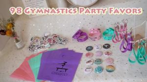 98 Gymnastics Party Favors Gymnastics Keychain Goodie Bags with Rubber Bracelets Button Pins Bags and Stickers for Gymnastics Theme Birthday Party Supplies Baby Shower Holiday