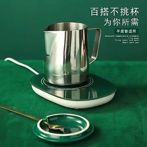 【SG 🚚】Electric Heating Mug Warmer Set With Lid Spoon 350ml Constant Temperature Cup Pad For Office Milk Tea
