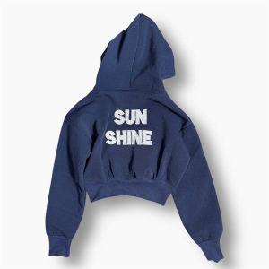 Áo khoác Croptop lửng chữ SUNSHINE  có túi trong Hoodie  zip Nữ Cổ Tròn Phong Cách Hàn Quốc Màu Trơn Khóa Kéo