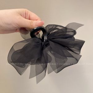 Mesh Ribbon Clip Women 2023 Hair Accessories Classic Shark Clip Large Fashion Elegant Temperament Hair Clip