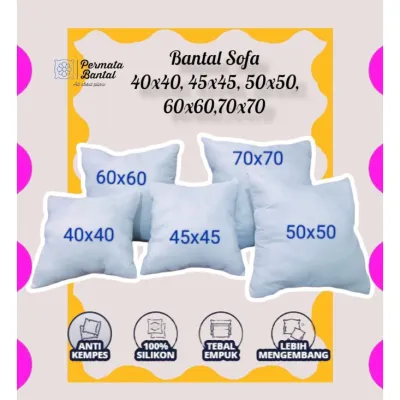 Bantal Sofa Full Silikon ukuran 35x3540x40 45x45 50x50