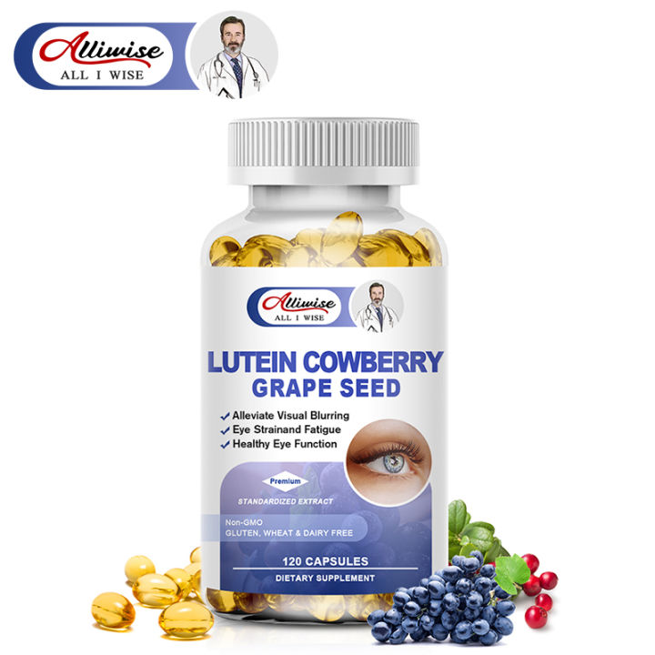 Alliwise Eye Vitamins Lutein, Zeaxanthin & Bilberry Extract Supports Eye Strain, Dry Eyes, and