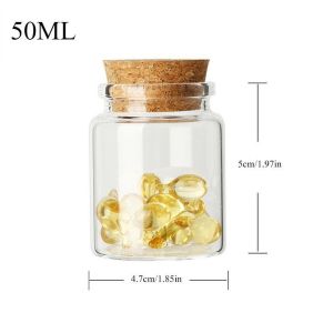 50ML Mini Small Glass Bottles with Cork Stopper Tiny Vials Jars Containers Christmas Wish Bottle