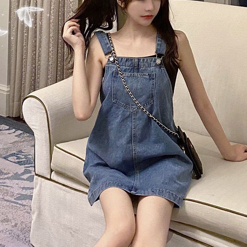 Yếm váy jean Nữ phối dây rút cao cấp JL JohnsonLi | Shopee Việt Nam