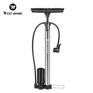 WEST BIKING Floor Pump 160 PSI High Pressure Gauge Cycling Air Pump Inflator Bike Accessories MTB Road Bicycle TyresPump