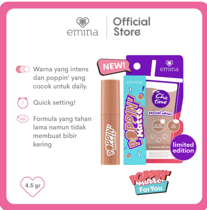 Emina Poppin Matte X Chatime Gram Lazada Indonesia