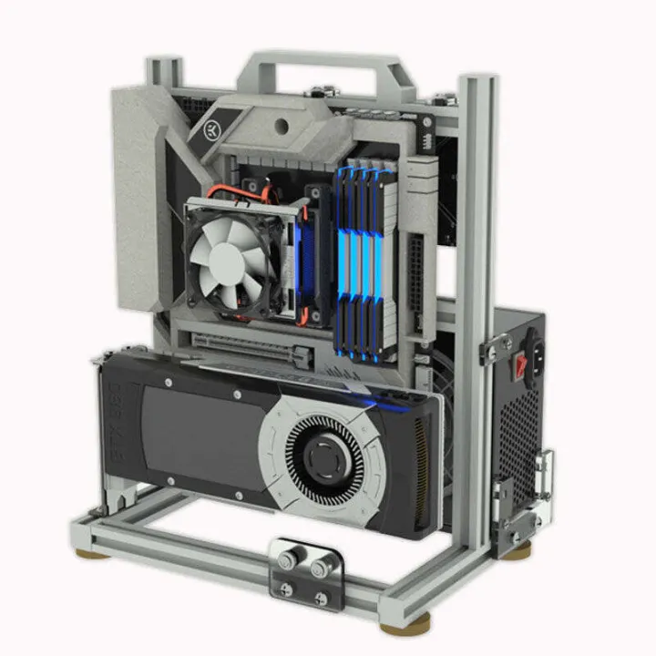 (HD1) Open Frame Transparent Water Cooling Mini ITX Creative Personalized Computer Case Vertical Stand Simple MATX x99EATX