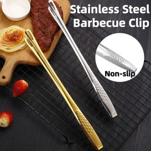 28cm Non-Slip Food Tongs Long Handle Stainless Steel Barbecue Clip Kitchen Cooking Tools Accessories Extended Bread Clip Steak Clip