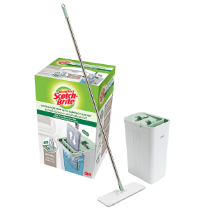 3M Scotch Brite Compact Hands-Free Flat Mop with Bucket Flat Mop Floor Mop Self-Wringing Mop Hands-Free Flat Floor Mop Cleaning mop Mop floor squeegee 360 Mop