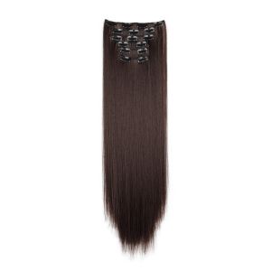 HUNIU 6pcs/set 24Inch 16 Clips in Hair Extensions Synthetic False Hair Long Straight Hairstyle DIY Invisible Blonde Black Hairpieces for Women